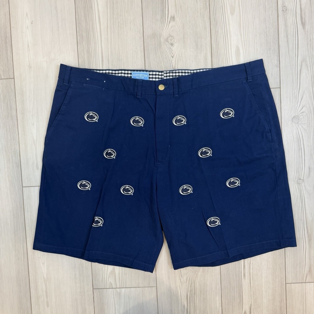 Pennington & Bailes Size 46 Penn State Nittany Embroidered‎ Shorts Navy Blue